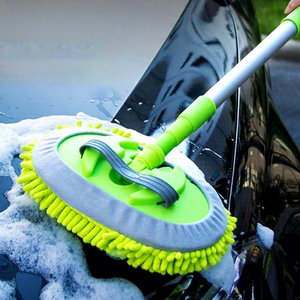 Car Wash Mop Chenille Soft Bristles Long Handle Rotating Car <b>Brush</b> Tool For Car Cleaning Detailing - Product Image 1