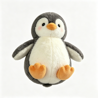 Pingüino de peluche personalizado, pingüino gris y blanco, peluche suave de pingüino