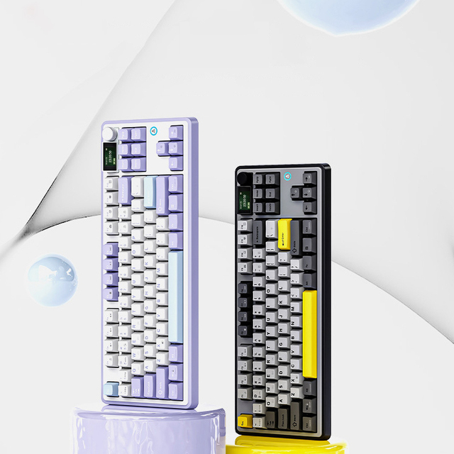 Ajazz AK870 RGB Wired Wireless 2.4G BT Hot Swap Gaming Mechanical Magnetic Switch Keyboard with TFT Screen