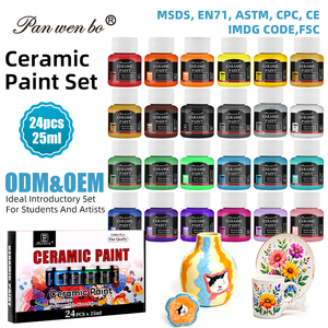 Juego de pintura de jarrón de porcelana para adultos arte DIY 25mlx0.84US Fl.oz juego de pintura de cerámica vibrante Multicolor para vidrio de porcelana China Acrílico - Product Image 1