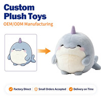 Peluche Baleine Bleue sur Commande avec Corps Gris OEM ODM Marque Privée Petites Séries pour Comptoir d'Exposition de Magasin de Jouets