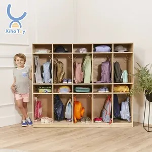 XIHA Kids Wooden Cabinets Cubbies & Locker Kindergarten Classroom Furniture Bag Shoe Cloth Organizer Storage Cabinet