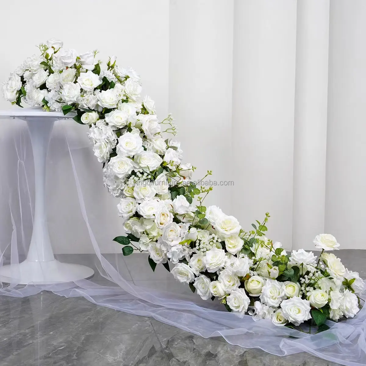 Fantaisie et belle décoration de mariage fleur rayures rangées de fleurs avec différentes couleurs de bonne qualité