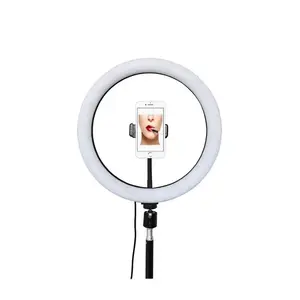 LED שידור חי טבעת אור איפור לחיות Selfie חצובה Stand מחזיק טלפון 6 8 10 12 14 אינץ רב גודל צילום אור