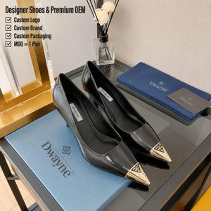Zapatos de Diseñador de Lujo 2026 para Mujer, Tacones Altos Negros de Piel Sintética de Alta Calidad, Punta en Pico, Elegantes Zapatos de Oficina, Nuevos - Product Image 1