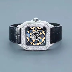 Reloj de Mujer con Correa de Cuero, Forma Cuadrada, Incrustaciones de Diamantes de Laboratorio, Cuarzo, Caja de Acero Inoxidable, Esfera Analógica, Cristal de Zafiro - Product Image 3