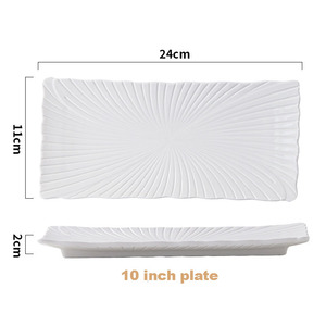 จานเซรามิกสีขาวทรงสี่เหลี่ยมผืนผ้าลายนูน สำหรับอาหารตะวันตกและซูชิ - Product Image 6