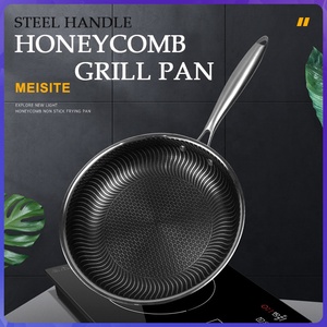 Poêle à griller 26 28 30 32cm de qualité alimentaire en acier inoxydable 304 Poêle à frire en nid d'abeille Panci Sartenes Poêles antiadhésives - Product Image 2