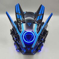 Casque LED Cyberpunk Lumineux en Polyester, Design Samouraï Fantôme CYBER pour Halloween, Carnaval, Exposition de Bandes Dessinées et Cosplay