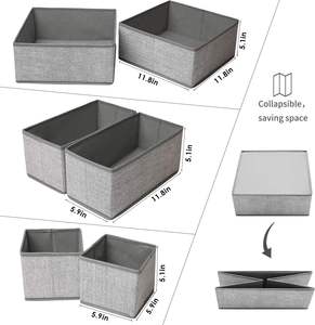 Cajón divisor de costura rectangular de Tela Gris Claro personalizable, cajas de almacenamiento, organizador de armario plegable - Product Image 4