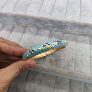 Vintage Ethnic <strong>Engraved</strong> Grain Alloy <strong>Bangles</strong> Colorful Oil Drip 18K Gold Plating Flower Relief Cloisonne Enamel <strong>Bangles</strong> - Product Image 6
