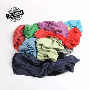 Hỗn hợp màu sắc bông cắt xén T-Shirt rags 0.5-400kg Bale Máy lau rags cho máy làm sạch rags