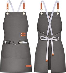 Delantal de Chef Personalizado Beckon <span class=keywords><strong>para</strong></span> Hombre y Mujer, con Tirantes Cruzados en la Espalda y 4 Bolsillos, <span class=keywords><strong>para</strong></span> Cocina, Jardinería, Repostería y Trabajo - Product Image 4