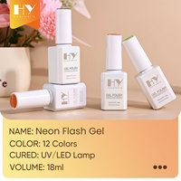 Hanyinails – Kit de vernis gel néon flash 18 ml, 12 couleurs, à retirer par trempage, UV/LED, ensemble néon lumineux, fournisseur d'usine pour étiquettes privées