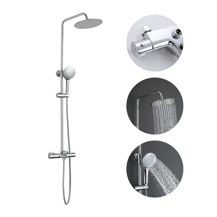 2022 Custom Multifunctional Bathroom Douche Shower Set Wall Mounted Thermostatic Rain Hand Shower Set