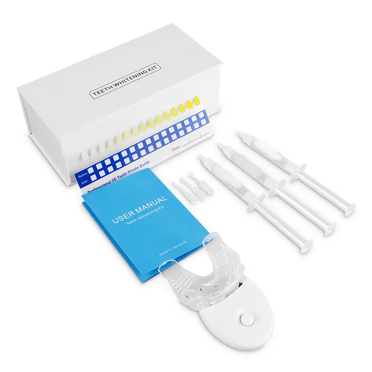 Smile Best Seller Kit de blanqueamiento dental en caja de lujo Juego para el hogar Kits de blanqueamiento dental al por mayor Logotipo privado con gel
