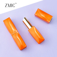 Tube de rouge à lèvres vide orange, carré, magnétique, biseauté, étui à rouge à lèvres personnalisé, conteneur en plastique pour crème ou baume à lèvres, couleur personnalisée