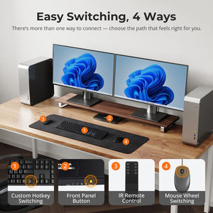 Commutateur KVM HDMI TESmart 2 ports double moniteur 2x2 4K60Hz avec sortie audio EDID et commutation par molette de souris pour partage de bureau - Product Image 6