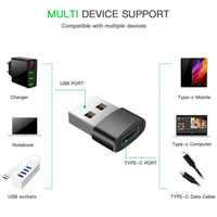 Adaptador Convertidor de Tipo C Hembra a USB 3.0 Macho, Conector OTG para Datos y Carga Rápida, Trenzado de Nailon, en Existencia