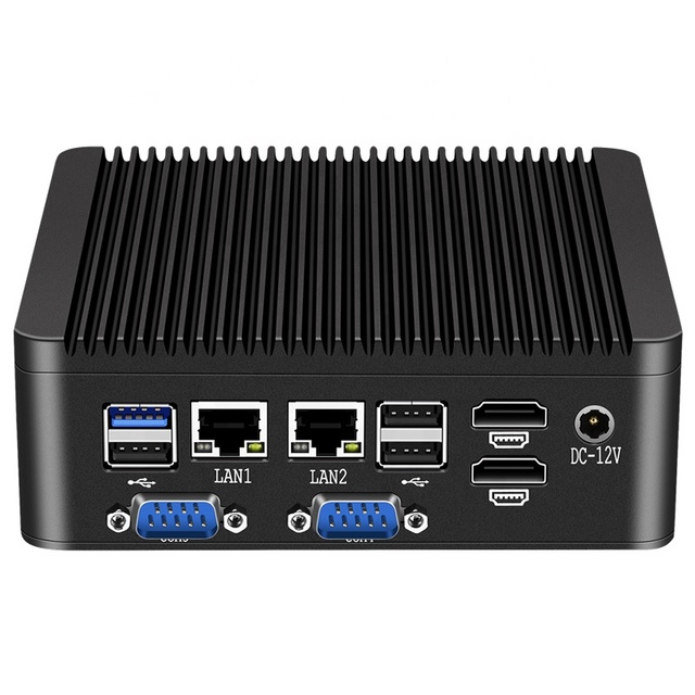 HelorPC Fanless Industrial Mini PC Quad Core J4125 N4000 2 LAN 4 COM RS485 Win10 Pro Linux WIFI Desktop Computer