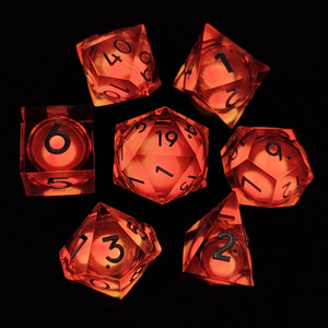 Jeu de dés RPG lumineux de nuit en résine de sables mouvants à paillettes naturelles Dés du MDN à bord tranchant phosphorescent pour donjons <span class=keywords><strong>et</strong></span> dragons - Product Image 1