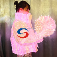 Veste d'hiver courte en fourrure pour femme, tendance, col montant, avec fibres optiques lumineuses, en duvet, pour l'extérieur