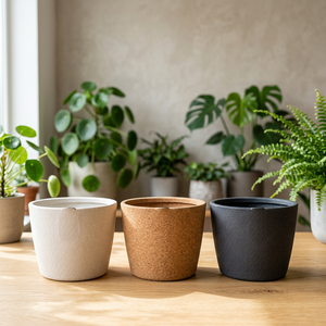 Pots de fleurs modernes en plastique pour l'extérieur, jardinières de style minimaliste, options de couleurs beige, marron, noir pour plantes vertes - Product Image 3