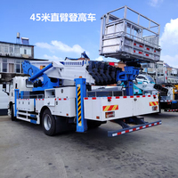 Camion nacelle télescopique 45m avec châssis ISUZU Euro 6, plateforme de travail aérien à bras droit, véhicule de levage en altitude