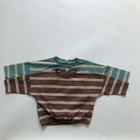 Großhandel Kinder Maßgeschneidertes Gestreiftes Hemd Langarm Frühling Neu Rundhals Pull-up Gestreiftes Loses Unterhemd Baby Basis-Shirt