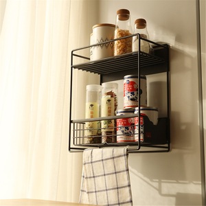 Étagère latérale magnétique moderne de style japonais, sans perforation, en fer, étanche, pour réfrigérateur, rangement de cuisine, épices et film alimentaire - Product Image 2