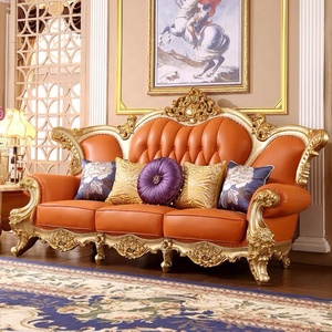Estilo italiano <span class=keywords><strong>de</strong></span> lujo real diseños clásicos <span class=keywords><strong>Palacio</strong></span> muebles tela cuero oro sofá Conjunto 1 2 3 asientos sala <span class=keywords><strong>de</strong></span> estar Dubai Villa hogar - Product Image 4