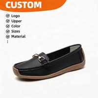 Sepatu Moccasin Kulit Asli Nyaman Tanpa Tali untuk Mengemudi, Santai, dan Kerja Sehari-hari, Loafer Horsebit Wanita