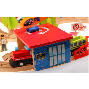 <b>Wooden</b> Train <b>Track</b> Set 69 Pieces Early Education Building Toy For Kids With Station And Cars Zhejiang Made - Product Image 3