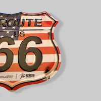 Vintage Embossed Tin Sign Magnet US Route 66 Shield Shape Metal Sign Fridge Magnet für Home Decoration