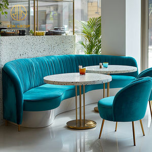 Tavolo Rotondo in Marmo per Caffetteria, Set di Tavoli e Sedie per Ristorante, Divano e Panca per Angolo Bar - Product Image 4