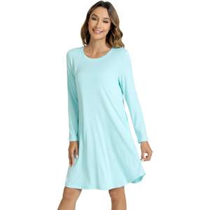 Chemise de nuit personnalisée pour femme en viscose de bambou, manches longues, col rond, douce et décontractée, tailles S à XXL - Product Image 1