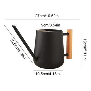 Regadera para plantas con pico largo, de acero inoxidable y mango de madera, para uso doméstico y jardín - Product Image 6