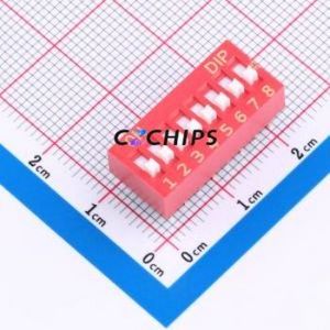 NDS-08V DIP Switch Through hole Component (THT) Switch ( Number of Switch Sections: 8 )( Lead Spacing: 2.54mm )( Color: Red ) - Product Image 1