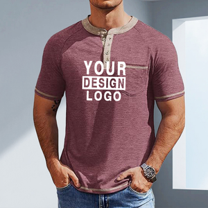 Camiseta de Verano Personalizada Amz para Hombre, Talla Estadounidense, Corte Holgado, Manga Corta, con Botones y Bolsillo, Estilo Vintage Informal Henry, 180 Gramos, Lisa - Product Image 2