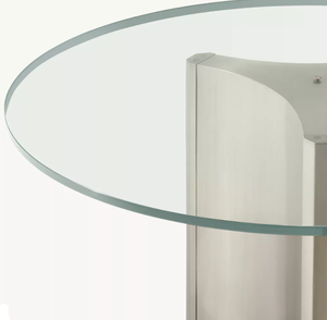 Mesa de Comedor Dalton, Diseño de Lujo, Base de Acero Inoxidable Niquelado, Cubierta de Vidrio Templado, <span class=keywords><strong>para</strong></span> Uso en Hogar, Hotel o Villa - Product Image 5