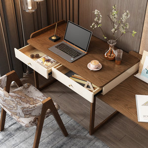 Escritorio de computadora moderno en forma de L de SENYU, de madera, con cajones y estantería para estación de trabajo en el hogar/oficina. - Product Image 4