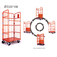 Entrepôt pliable personnalisé à 4 roues Chariot à cage logistique en treillis métallique à plate-forme robuste de 500kg