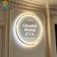 Panneau néon circulaire double couche en acrylique, face miroir dorée, plaque transparente, logo LED lumineux, pour boutique de mode, mur intérieur, voiture, IP65