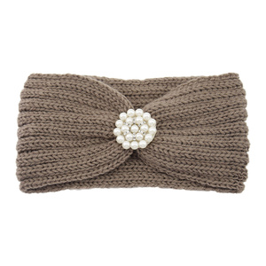 Offre Spéciale dames <span class=keywords><strong>perle</strong></span> tricoté laine large élastique croix noué hiver cache-oreilles bandeau cheveux accessoires pour les femmes - Product Image 6