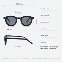 Nouveauté - Modèle 6176 - Lunettes de soleil rétro classiques avec monture PC pour un usage quotidien, lecture, CE