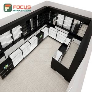 Vitrine de présentation large pour magasin de tabac, en bois et verre, avec éclairage LED, comptoir de présentation de tabac - Product Image 1