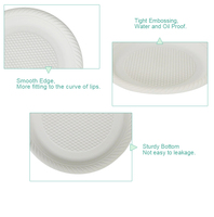 Assiette jetable écologique de 9 pouces, compostable, à base d'amidon de maïs, résistante à la graisse, utilisable au micro-ondes, biodégradable, pour les biscuits et les salades