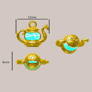 Aobao 天然石ペンダントネックレス アラジン魔法のランプ 欧米風ヴィンテージジュエリー 光るティーポットビーズ 銅ネックレス - Product Image 5