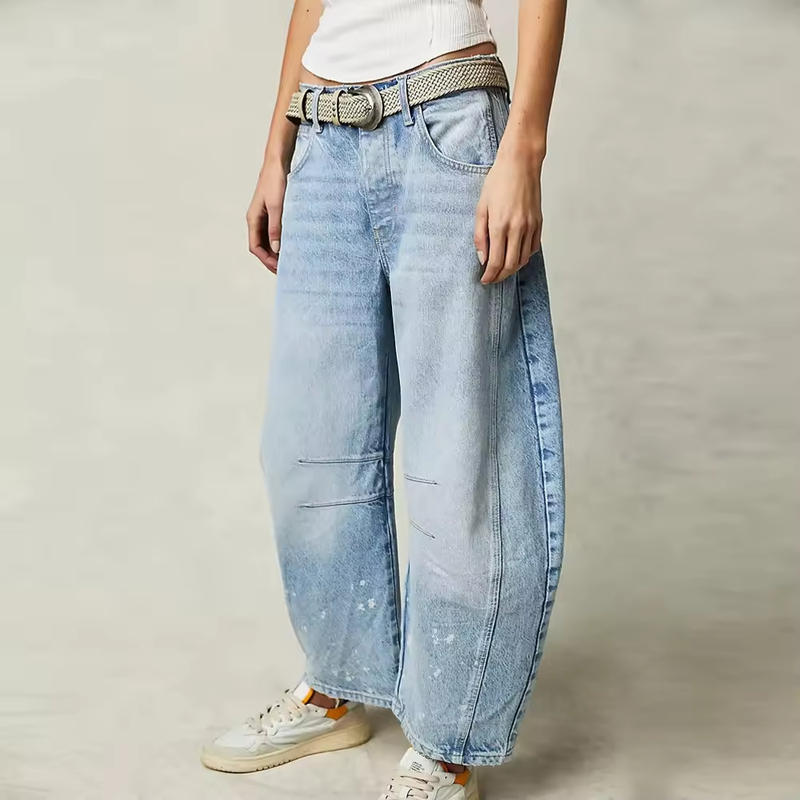 Wide Leg Print Denim Jeans Wholesales