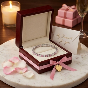 Bracelet tennis en moissanite rose et blanc, argent S925 plaqué rhodium, cadeau pour la Saint-Valentin, fête des mères, 16-19 cm - Product Image 6